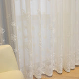 Triogift  Korean White Embossed Butterfly Embroidery Translucent Tulle Curtains For Bedroom Living Room Balcony Cotton Linen Curtains