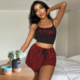 Triogift  Sexy Women's Sleepwear Home Pajama Sets Summer Loungewear Sleeveless Tops+Shorts 2 Pieces Night Wears Women Pijama Home Clothes