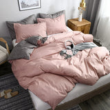 Triogift  -  Simple Texture Grain Polyester Duvet Cover Set King Size Plain Queen Bedding Set Affordable Durable Quilt Cover and Pillow Case