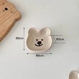 Triogift Kawaii Cartoon Ceramics Little Bear Sauce Dish Japanese Creative Household Seasoning Plate Sauce Salad Plate Table Decoration