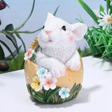 Triogift 5.3 Inches Easter Bunny Eggs Resin Statue Collectibles Decorations for Home Decor Rabbit Gift