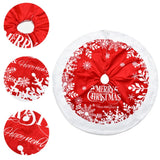 Triogift  Christmas Tree Skirt 122cm Red Faux Fur Christmas Tree Skirts with White Snowflakes Merry Christmas Sign Xmas Tree Decor