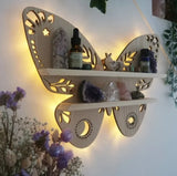 Triogift  Butterfly Hand Moth Wood Wall Shelf Crystal Holder Essential Oil Storage Rack Wall Home Decor Organizer Shelves Wall Shelf