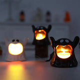 Triogift 2024 New Halloween Ghost Lamp With LED Flameless Candles Decorative Halloween Party Ghosts Horror Atmosphere Props Decoration