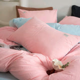 Triogift Reversible 1Duvet Cover+Bed Sheet+2Pcs Pillowcase Twin Full Queen 4Pcs Comfortable Soft Comforter cover