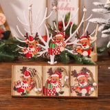 Triogift 9pcs Wooden Santa Claus Pendant Merry Christmas Decorations for Home Navidad Elk snowman Ornaments Xmas Tree Decor Noel New year