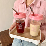 Triogift -  Cute Butterfly Water Bottle With Filter Tritan Coffee  Juice Milk Tea Straw Cup Drink Bottle Portable Original Cups BPA Free