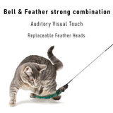 Triogift  180cm Stretchable Simulation Feather Interactive Cat Toys Replaceable Feather Cat Stick Toys KittenTeaser Wand Toys Cat Supplies