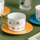 Triogift  -  Blue Eye Ceramic Coffee cup European Fashion Coffee cup Dish Set Home Afternoon Tea Tea Cup tea cups and saucer sets  coffee cup