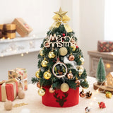 Triogift   Mini Christmas Tree Set Desktop Xmas Tree Decoration Gold Jingle Gift Led Christmas Tree Ornamend Diy House Warming Gift