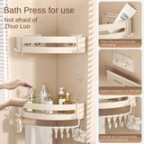 Triogift Bathroom Shelf  Aluminum Alloy Shampoo Rack Wall Corner Shelf Makeup Storage Organizer Sticker Installation Bathroom Accessories