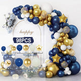 Triogift 98pcs Navy Blue Balloons Arch Kit Balloon Wedding Birthday Boy Party Decor Mariage Anniversaire Graduation Ballon Blue Garland