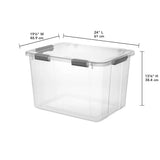 Triogift Sterilite Storage Boxes & Bins 80 Qt. HingeLID Storage Box Plastic, Flat Gray, Set of 4 Storage Bin Storage Basket