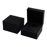 Triogift  Black Matte PU Leather Square Clamshell Watch Storage Box Provide Free Logo Carving Service Personalized Logo Customization Gift