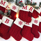 Triogift Christmas Letter Knitting Socks Snowflake Stocking  Christmas Decoration for Home Xmas Tree Ornament Gift Navidad Natal