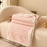 Triogift  Multifunctional faux fur winter blanket with zipper 3D rose bed linen plush sofa blankets Microfiber bedding quilt Duvet cover