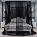 Triogift Four-Door Sexy Mosquito Net Canopy - King/Queen Double Bed Size, Elegant Black Color Luxurious Palace Netting Prevent Insect