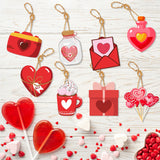 Triogift 8pcs Valentine's Day Hanging Ornaments Valentine Heart Gnome paper Cutouts Pendant for Love Tree Valentine's Day Wedding decor