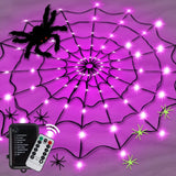 Triogift Halloween Glowing Spider Web Halloween Decoration Lights Spider Web Lights Halloween Decoration Outdoor Indoor Halloween Decor