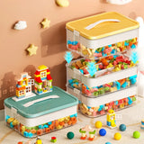 Triogift Children Toy Storage Box Transparent Lego Toy Sorter Building Block Container Jigsaw Puzzle Lego Storage Case Kid Home Organizer