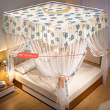 Triogift  Cartoon Square Mosquito Net Bed Canopy Tent Girl kids bedroom Protective cover single king Large space