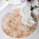 Triogift Pink Shaggy tie-dye Round Carpet Colorful Fluffy Circles Coffee Table Blanket Bedroom Hanging Basket Yoga Rug