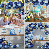 Triogift Blue Metallic Balloons Garland Kit Gold Confetti Balloon Arch Birthday Party Decoration Kids Wedding Birthday Baby Shower Boy