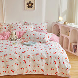 Triogift Bedding Set for Girl Boy Bedroom KIDS Modern Comforter Duvet Cover Flat Sheet Pillowcase  Home Textile Soft Bed Linen