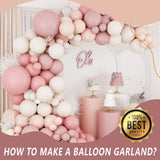 Triogift Boho18inch Dusty Rose Pink 95pcs Neutral Brown Ivory White Balloons Balloon Arch Garland Kit.baby showerBirthday Wedding