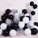 Triogift 30pcs Silver Black Confetti Latex Balloons Happy Birthday Party Decorations Adult Kids Boy Girl Baby Shower Wedding Supplies