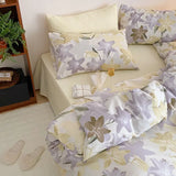 Triogift  100% Cotton Lily Flower-covered Duvet Cover Single/Queen/King Size HomeTextile Bedsheet Quilt Cover Soft Luxury Bedding Set