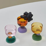 Triogift  -  1PC Color Funky Irregular goblet cocktail glass drinking glasses shot glasses set champagne glass BPA free Glass cup 6.7oz