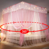 Triogift  Floor Mosquito Net Square tent Princess Court Mosquito Net Bed tent canopy lace Pink baby girl bedding decoration