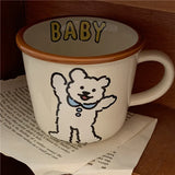 Triogift  -  300ml Bear Dog Ceramic Cups Ceramic Funny Cartoon Animal Tea Milk Cup Girl Heart Cartoon Mug Couple Breakfast Water Cup Milk Cup