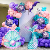 Triogift 18/24/36inch Mermaid Tail KT Board Purple Shell Cutout for Birthday Party Decoration Mermaid Theme Backdrop Baby Shower Supplies