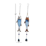 Triogift Blue Metallic Fish Bells With Glass Bottle and Beads (2 Pcs) Home Decoration Wind Chimes Crafts Decor Garden