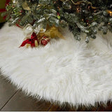 Triogift  78/90/122cm Christmas Tree Skirt White Plush Faux Fur Xmas Tree Carpet Cover Mat Navidad Decoration For Home Decor