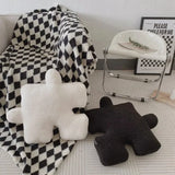 Triogift  Blacket White Irregular Jigsaw Seat Cushion Chair Soft Back Cushion Home Decor Throw Pillow Comfortable Teddy Velvet Cushions