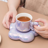 Triogift  -  Ceramic coffee cups and exquisite mugs and saucers set girls' high-value cherry blossom cups are luxurious and luxurious.