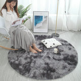 Triogift Pink Shaggy tie-dye Round Carpet Colorful Fluffy Circles Coffee Table Blanket Bedroom Hanging Basket Yoga Rug