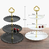 Triogift  3 Layer Fruit Plate Tray Display Cupcake Cake Stand Holder Shelf Stackable Detachable Birthday Party Wedding Dessert Holder