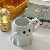 Triogift Cute Ghost Water Cup Creative Ceramic Mug Afternoon Tea Coffee Cup Breakfast Milk Cup Household Drinking Set Halloween Gift