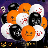 Triogift 120/12Pcs Halloween Balloons Sets Orange Black Pumpkin Ghost Inflatable Foil Balloon Halloween Themed Party Decoration Supplies