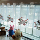 Triogift Cute Hedgehog Mushroom Short Curtain for Small Window Embroidery Sheer Drape Kitchen Valance Partition