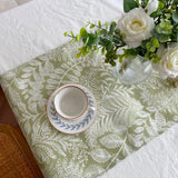 Triogift Spring Pastoral Style Table Runner with Waterproof Green Plant and Flower Print for Home Decoration Coffee Table Decor Mariage