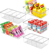 Triogift 4 Grids Refrigerator Organizer Bins Soda Can Beverage Transparent Fridge Kitchen Container Cabinets Holder Fresh Storage Box