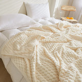 Triogift  Solid Color Grid Blanket Towel Blanket Coral Velvet Sofa Cover Blanket Air Conditioning Nap Blanket Plush Throw Bedspread