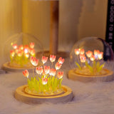 Triogift  9/13/16Pcs Artificial Tulip Flower Night Light DIY Bedside Lamp LED Night Lamp Bedroom Decor Battery/USB Operated Tulip Flowers