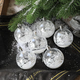 Triogift 6pcs Transparent White Snow Ball Christmas Balls Pendant Xmas Tree Decoration Clear Baubles Hanging Ornament Home decor New Year