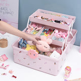 Triogift Children's Hair Accessories Storage Box Baby Head Rope Hairpin Rubber Band Organizer Case Cute Girl Jewelry Box Desktop Decor